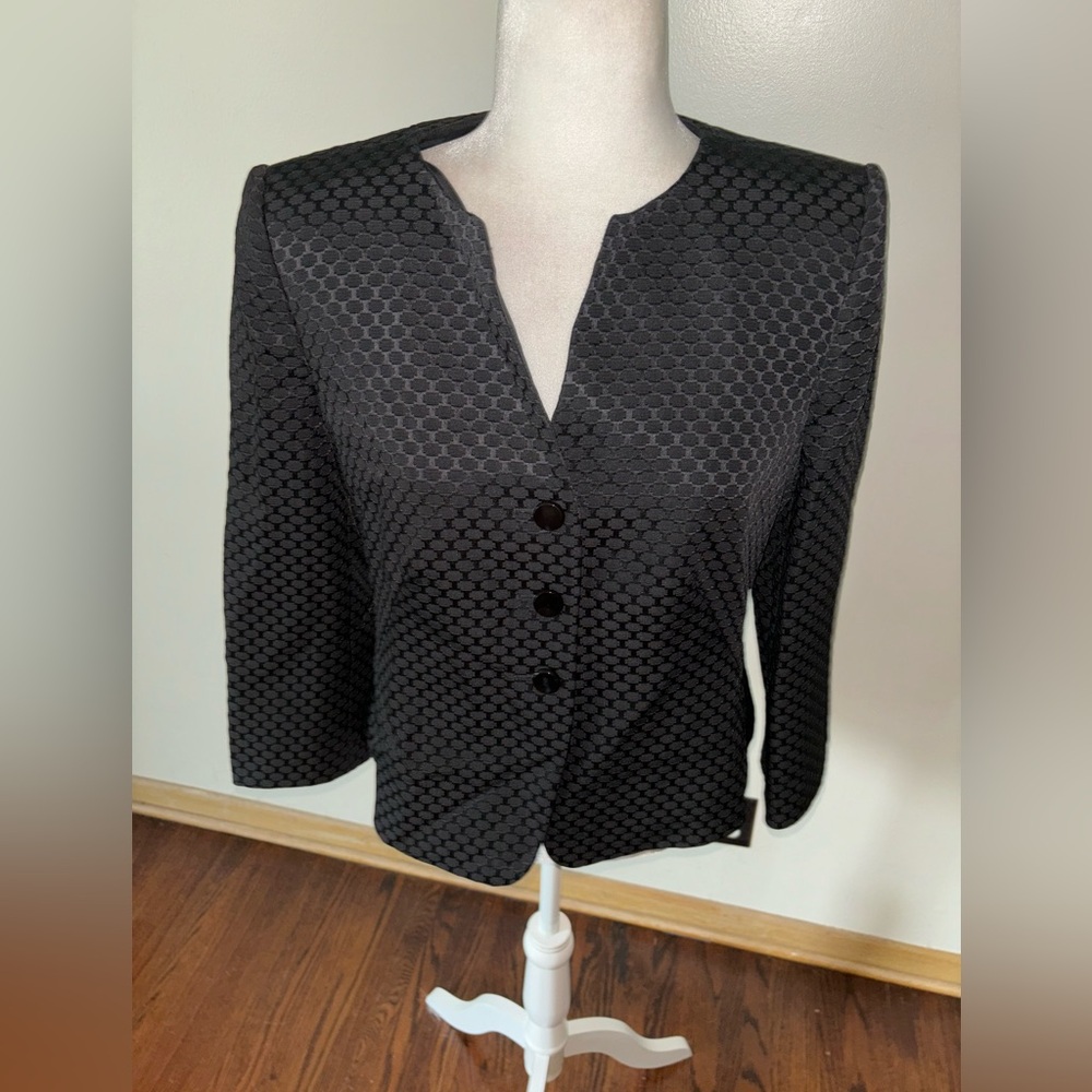 Armani Collezioni Women’s Textured Black Blazer, Button Front, Size 8